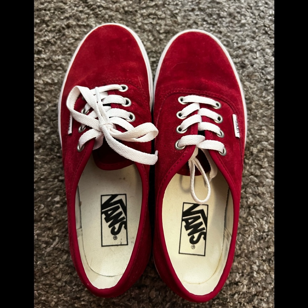 Red suede like women’s Vans Size 7